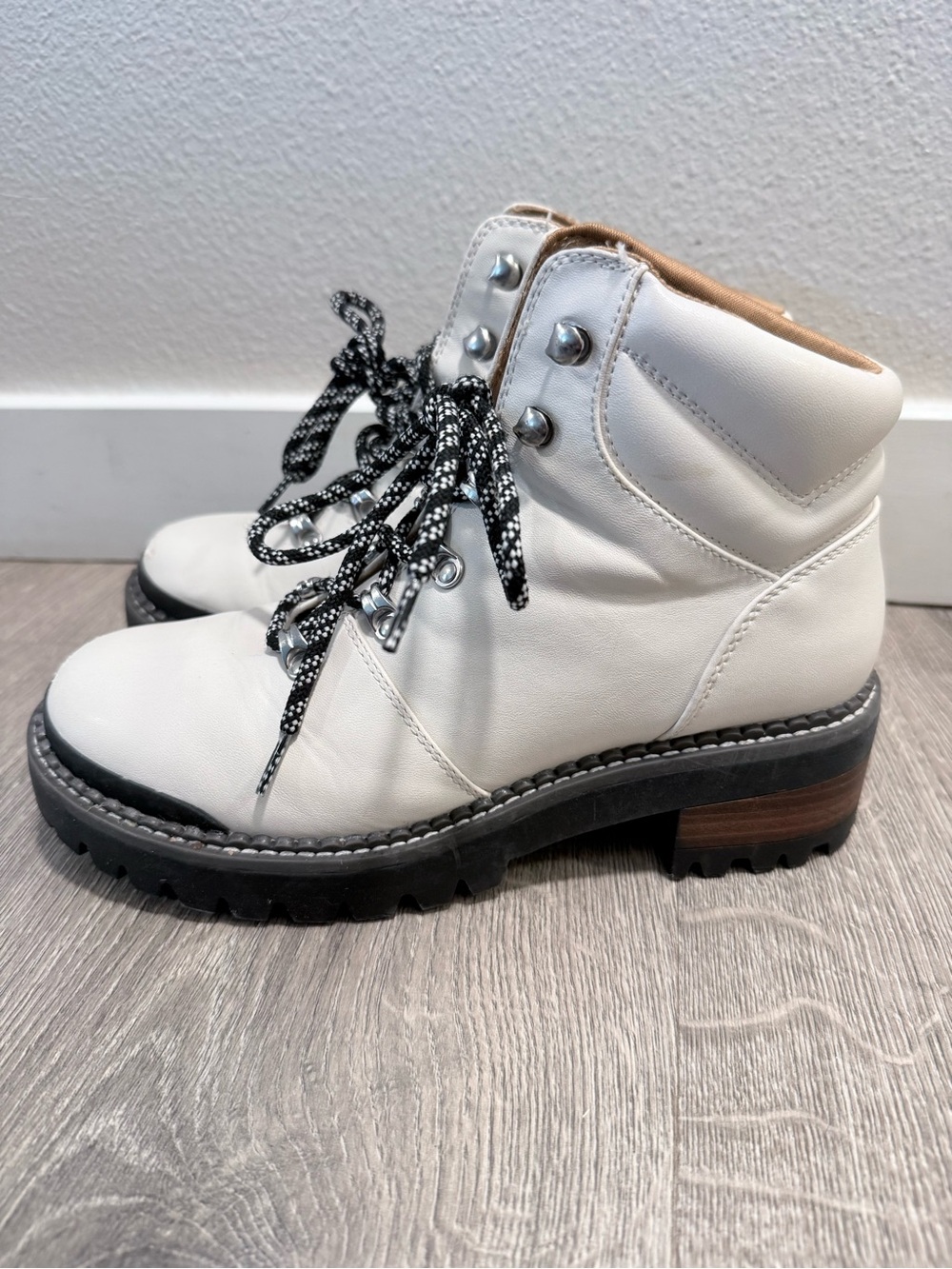 White Women's Lace-Up Combat Ankle Boots